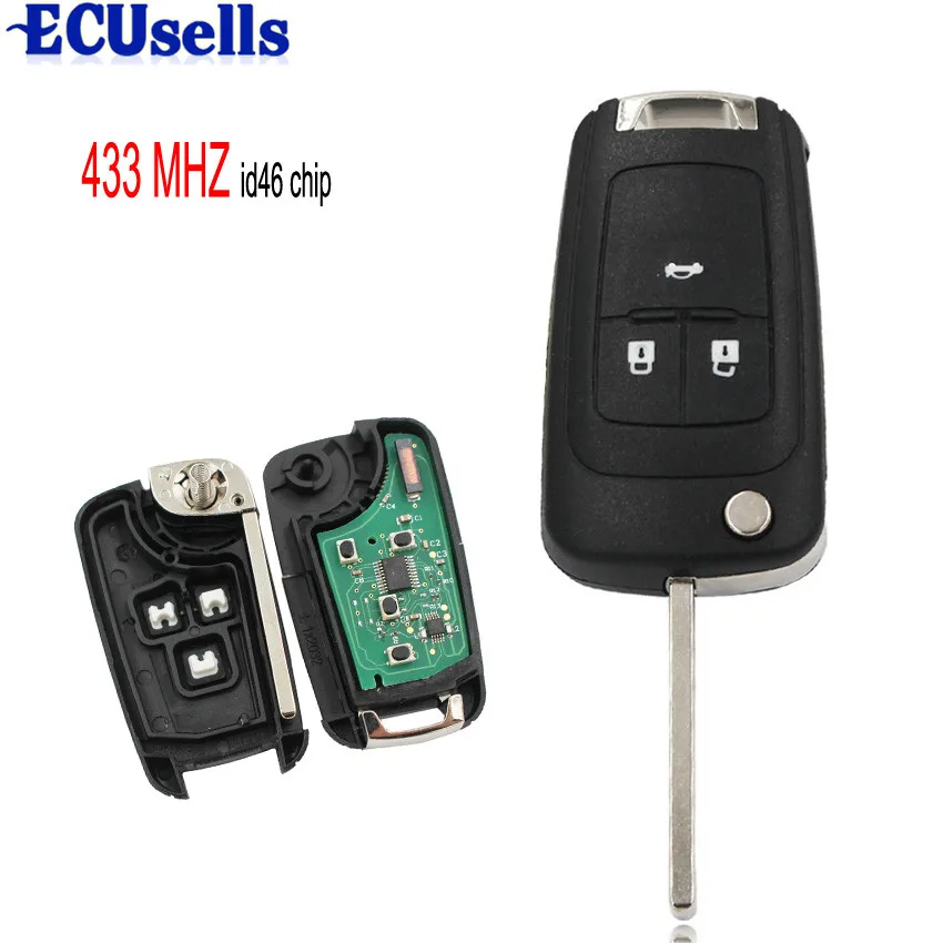 

3 Buttons 433MHz With ID46 Chip Remote Control Key Fob for Chevrolet Cruze Aveo Orlando 2010-2015 HU100 Blade