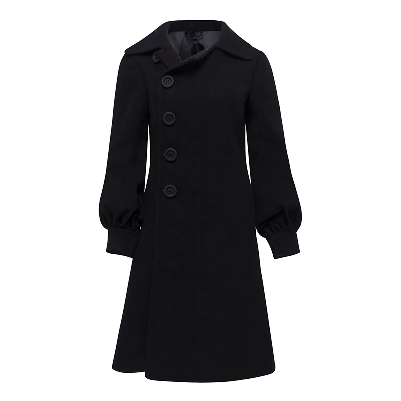 Vogue Single Breasted Female Elegant Coats Fall Winter Wool Blends Out Wear Long Sleeve Overcoat