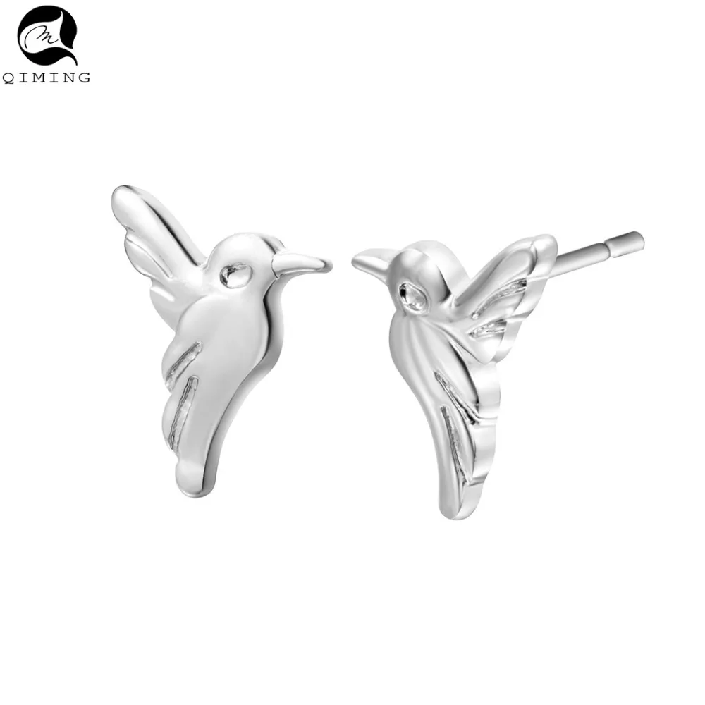 1 пара 11,5 мм* 8,8 мм серебряные серьги-гвоздики Колибри ручная печать ювелирные изделия для женщин
