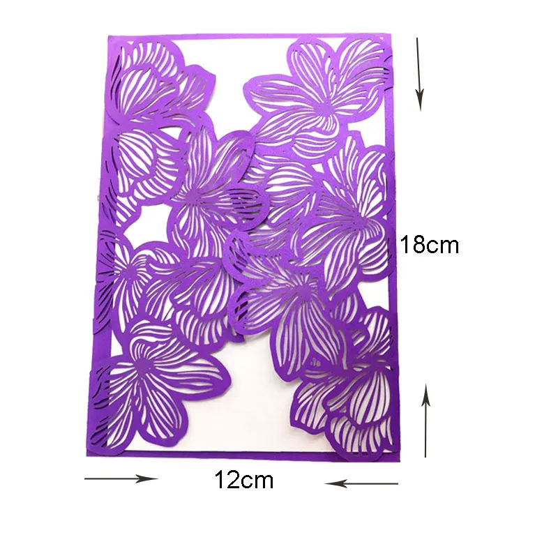 10 шт Вертикальные пригласительные комплекты открыток с цветами лазерной резки для свадьбы, свадебного душа, приглашения на день рождения 20 цветов 5ZSH072