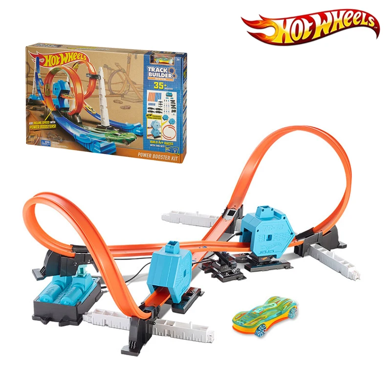 Hot Wheels Sport Cars 4 Style Track In 1 Children Toy Track Builder Power Booster Kit Carro de brinquedo DGD30 Good Gift for boy electronic hot wheels track exclusive figure 8 raceway with 6 cars motorized 3 track layouts educational truck toy for boy x2586