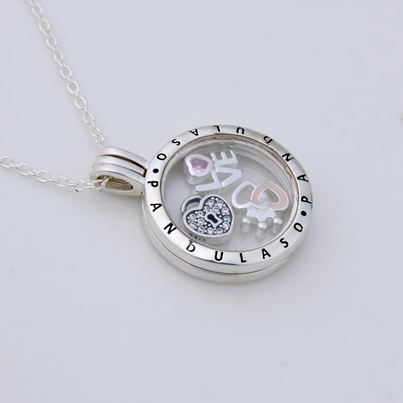 

Pandulaso Forever love Petites Floating Locket Necklace & Pendant for women DIY necklace 925 sterling silver jewelry chain