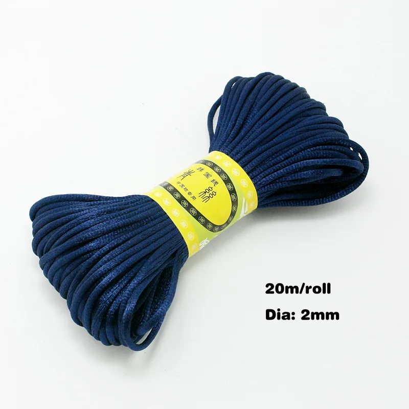 Новое поступление размер отверстия 2 мм 20 м/лот 29 цветов на выбор китайский узел шнур для рукоделия изготовление аксессуаров - Цвет: Navy Blue