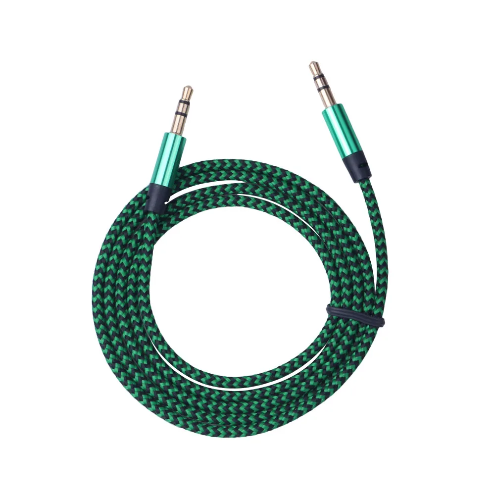 

1m AUX Audio Cable 3.5mm Jack Male to Male Nylon Gold Plug Auto Car Audio Cable for iPhone 4 5 6 Samsung Xiaomi 1 Plus