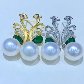

Party Jewelry 925 Silver Earrings Findings Component Jewelry Parts Beautiful Fittings for Pearls Coral Jade Agate Beads Stones