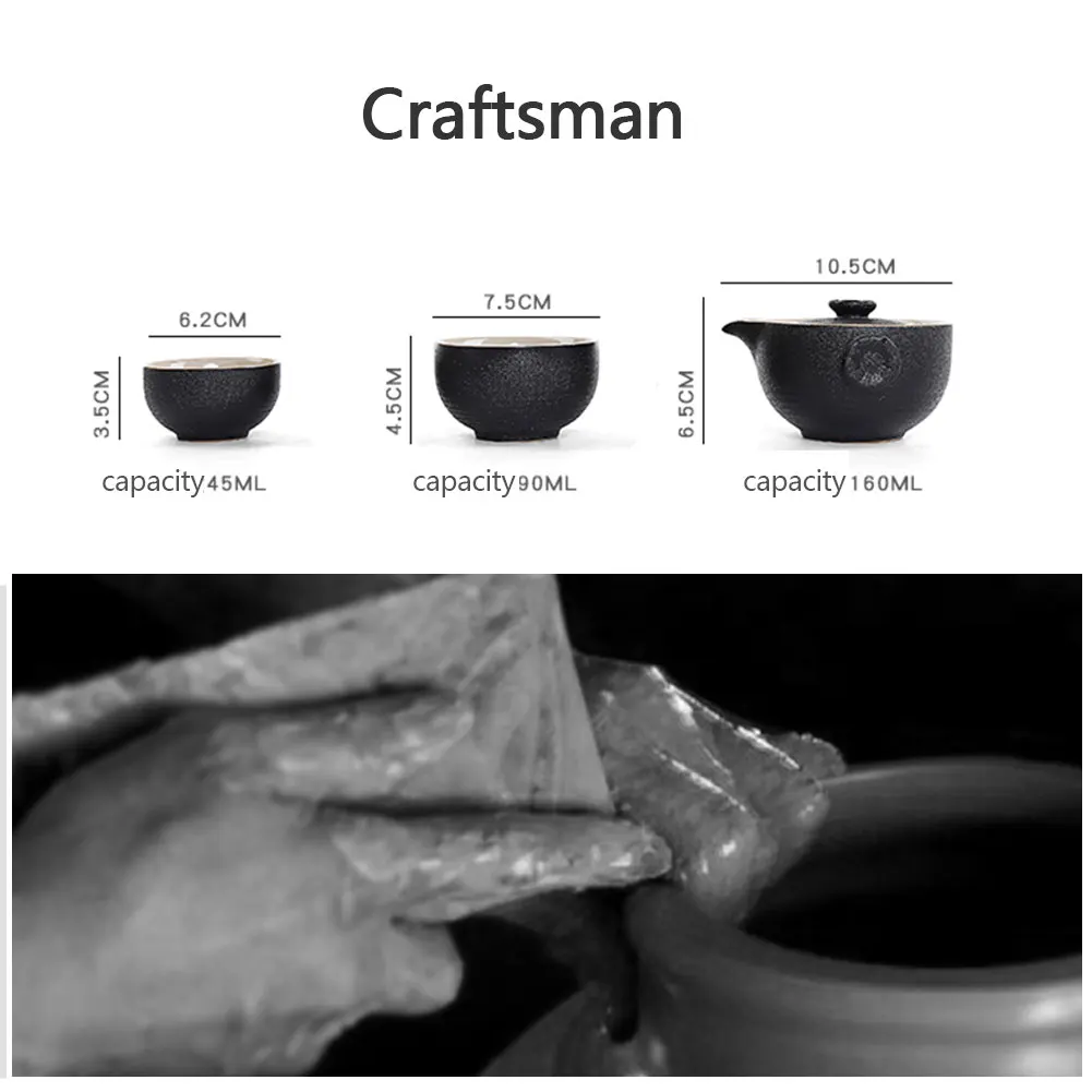 Высококачественный набор керамических чайников для путешествий с двумя чашками и портативной сумкой для хранения VE
