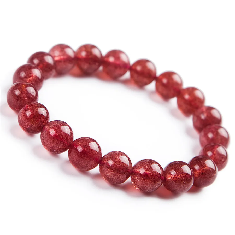 

10mm Natural Red Strawberry Quartz Crystal Bracelet For Women Lady Men Love Gift Stone Beads Gemstone Jewelry Strands AAAAA