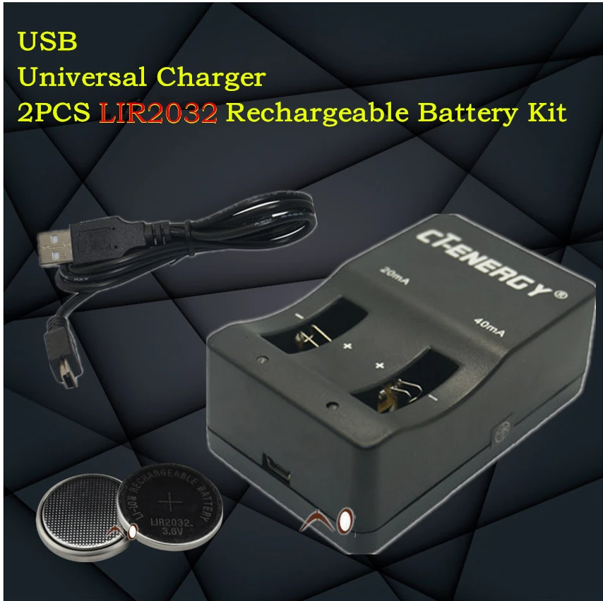 High quality universal USB interface charger 1PCS + 2PCS rechargeable