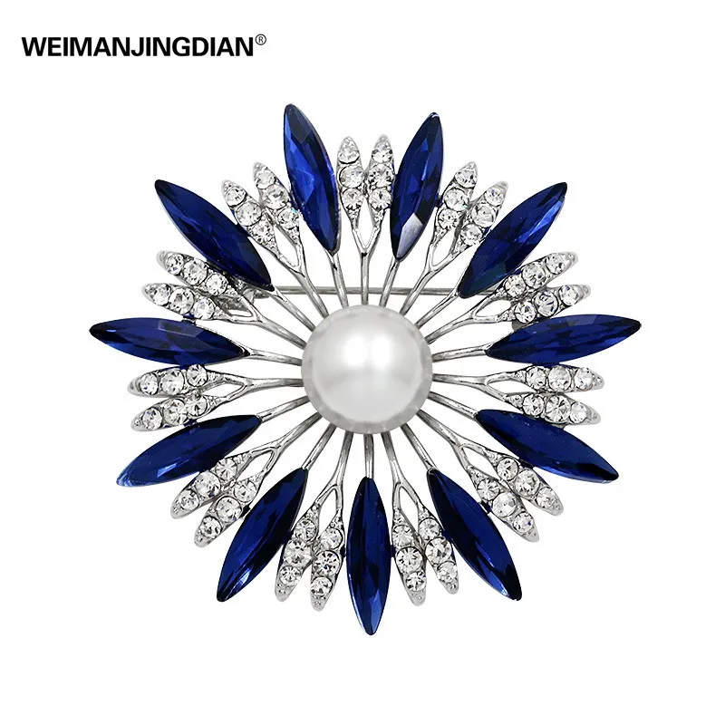 

WEIMANJINGDIAN Crystal Rhinestones Starburst Brooch Pins for Women Fashion Jewelry Ornament