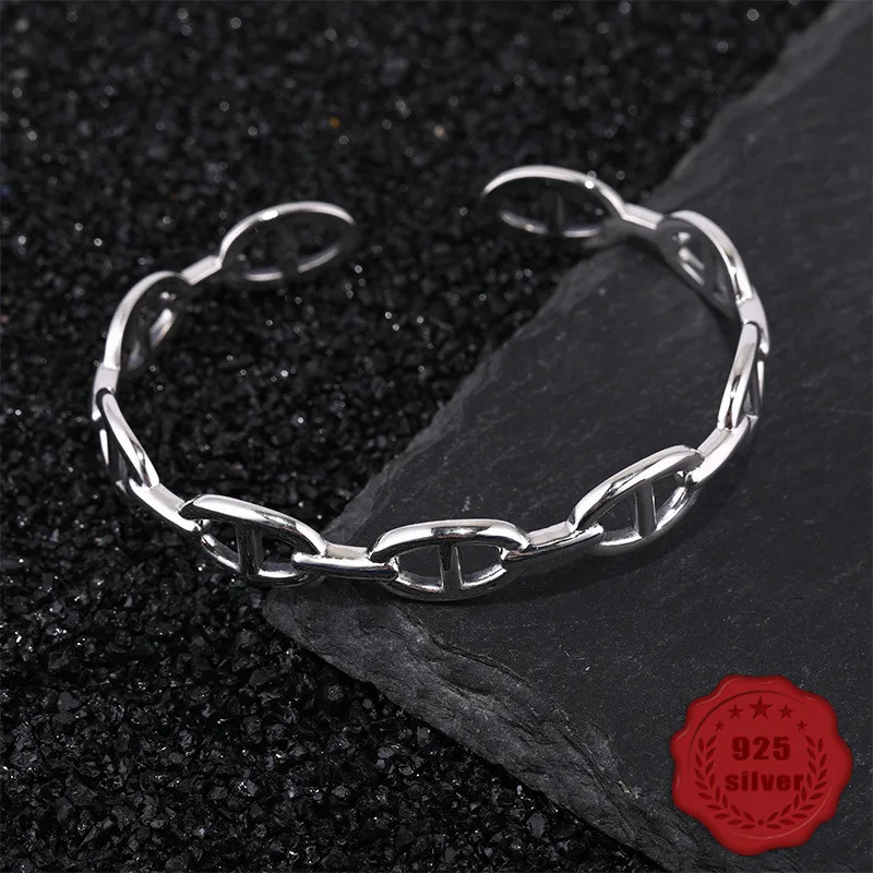 

100% S925 sterling silver bracelet personality simple jewelry retro fashion hollow shape student birthday hot sale 2019 Bangles