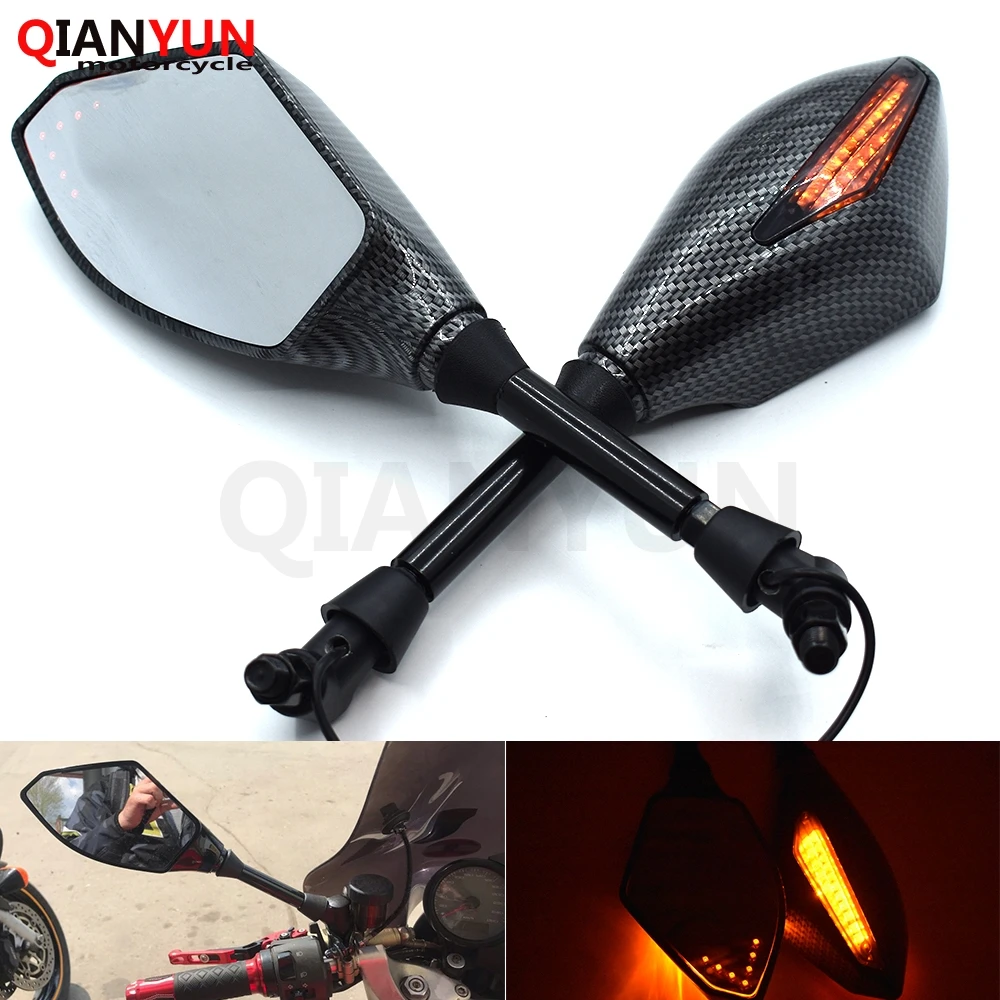 

Universal 10 mm motorcycle LED turn signal rear view mirror side mirror For Yamaha FZ1 FZ6 Fazer FZ8 FZ6R XJ6 MT-07 MT-09 MT09