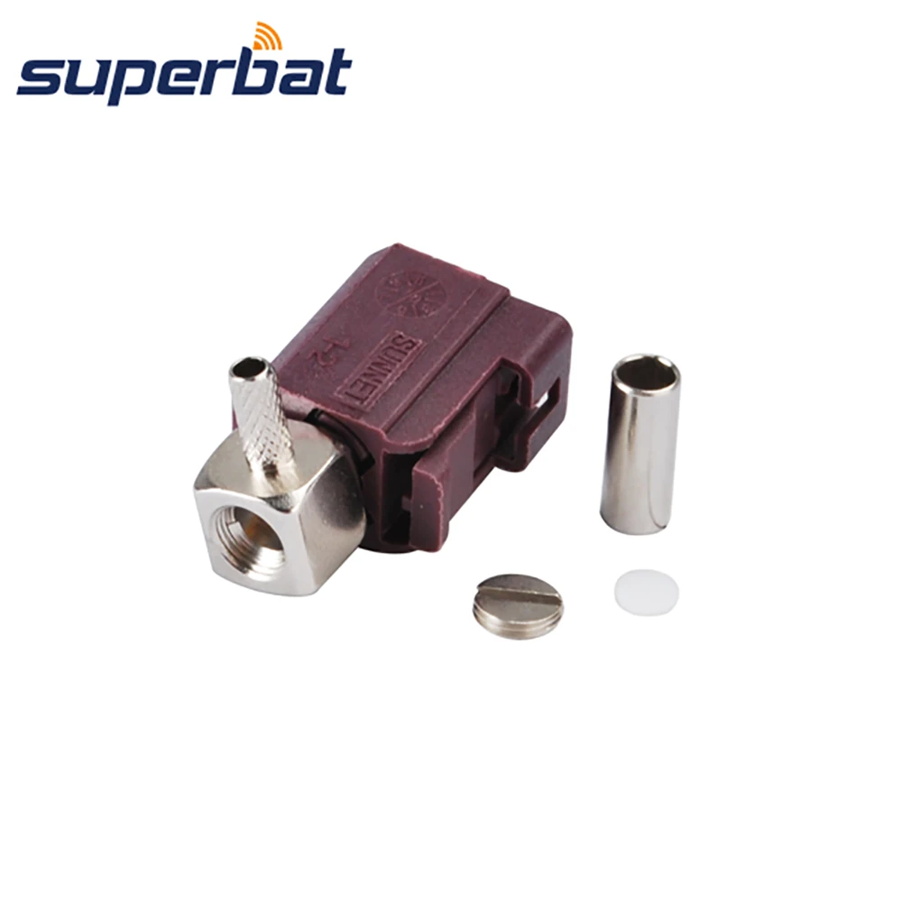 Superbat Fakra D обжимной разъем правый угол для кабеля RG316 RG174 LMR100 Фиолетовый Автомобиль