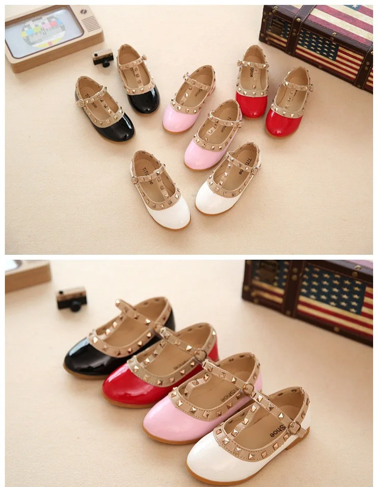

2017 Fashion Baby Girl Infant Toddler Children Rivet Buckle T-Strap Princess Dance Flat Shoes Kids Girls Bowtie Sneaker Sandals