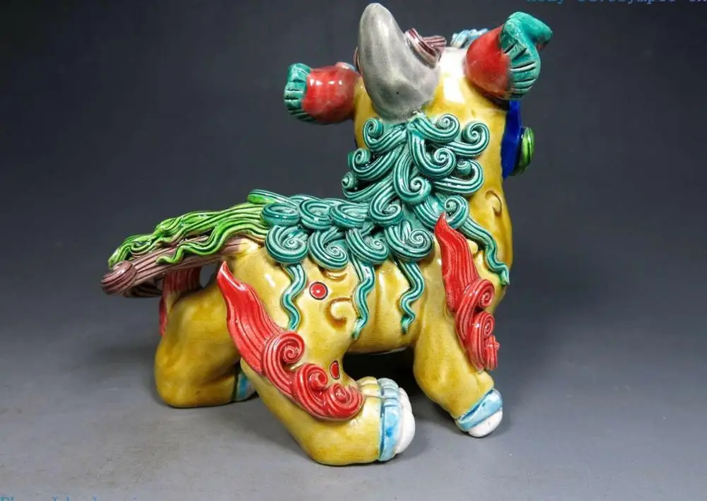 Китайский полихромовый koji Керамика ручной работы Yuan Bao fine Foo Dogs Статуя Льва