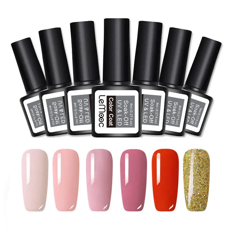 Set 15 LEMOOC 6 шт./компл. 8 мл однородного цвета для ногтей гель блеск польский UV Soak Off стойкий гель для ногтей UV гель Лаки лаковое гелевое покрытие для ногтей - Цвет: Set 15