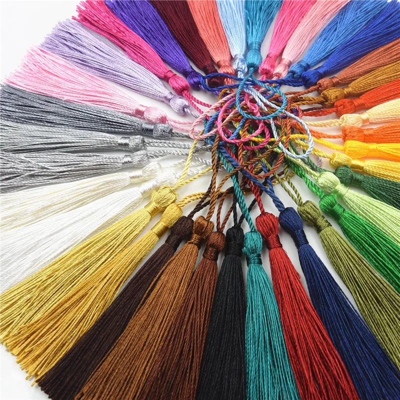 

10PCS X 8CM Terylene Ice Silk Fringe Fabric Tassel Trim for Craft DIY Jewelry Making Bookmark Curtain Window Bags Decoration