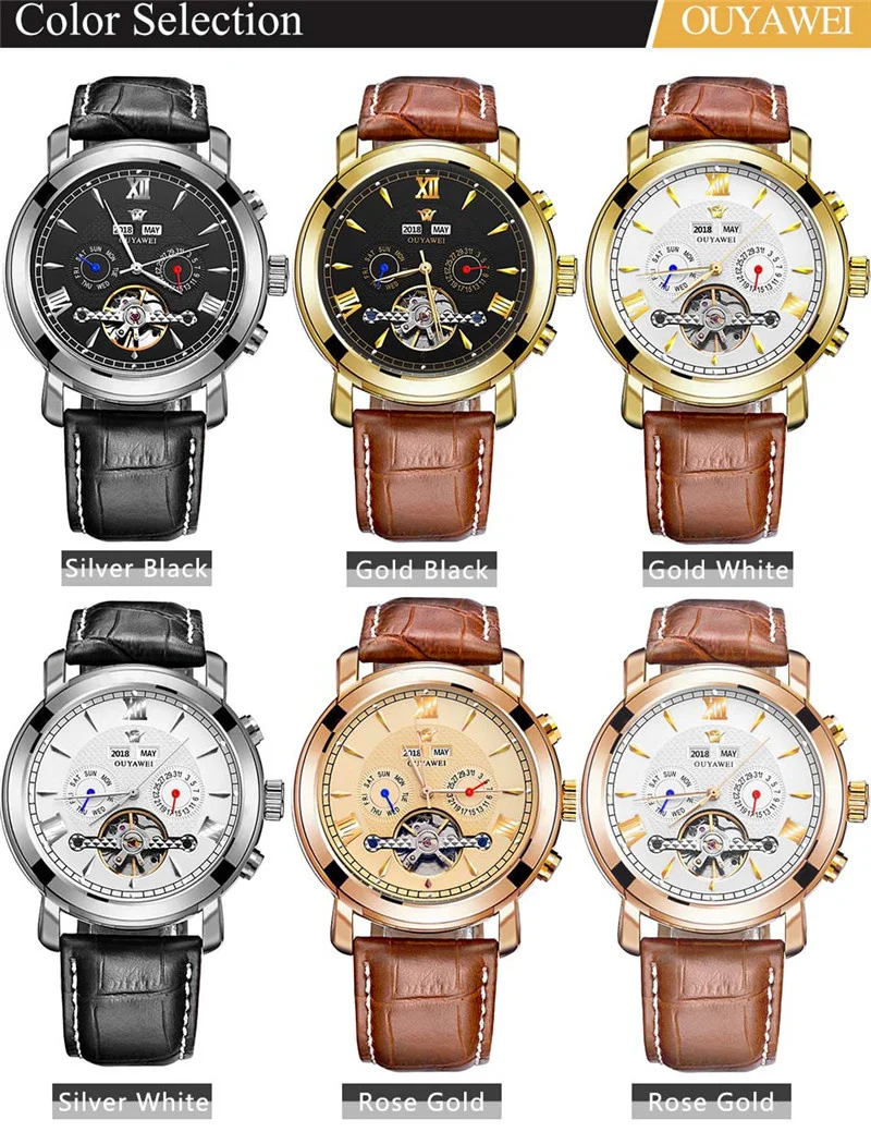 Mechanical Watch Mens Top Brand Luxury Tourbillon Men's Automatic Mechanical Watches Wristwatch Leather watch relogio masculino  (10)