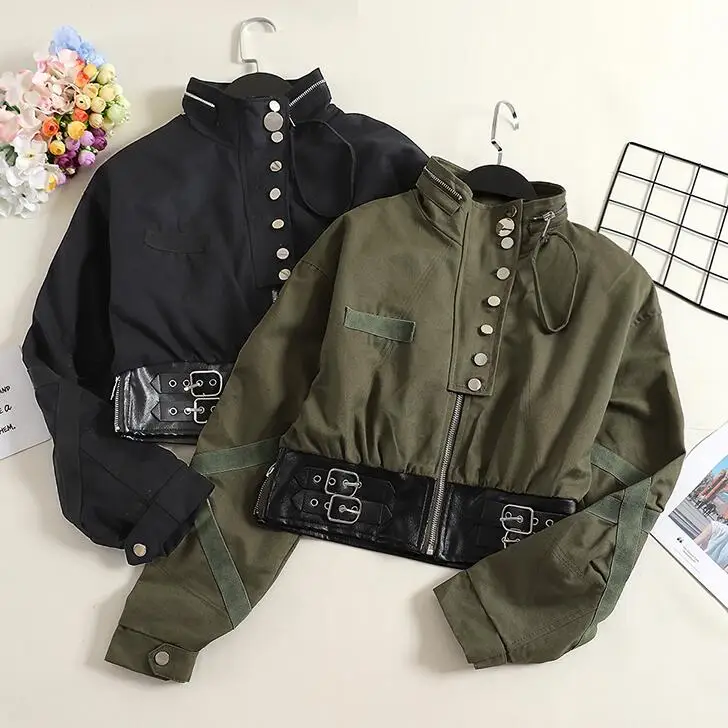 

Women's Spring Autumn Korean Fashion Short Jacket Female High Waist Coat Baseball Outwear TB690