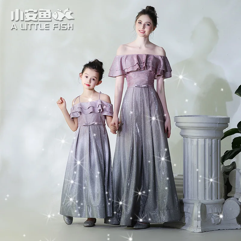 

Mother and Daughter Wedding Dress Formal Wear Family Clothing Tassel Flower Girls Princess Dress Mommy and Me Clothes Outfits