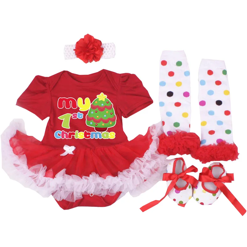 

My 1st Christmas Baby Girl Clothes Red Short Sleeve Newborns Baby Dress Rompers for Bebe Jumpsuit Christmas Costumes Outfits