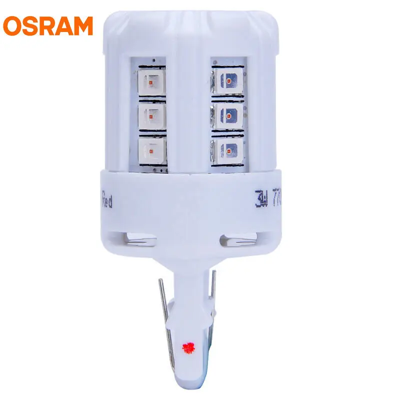 OSRAM СВЕТОДИОДНЫЙ T20 7705R 12 В 3 Вт W21W 7440 красный цвет светодиодный riving стандартный автомобильный Боковой габаритный фонарь поворотник светильник 80% энергосберегающая пара