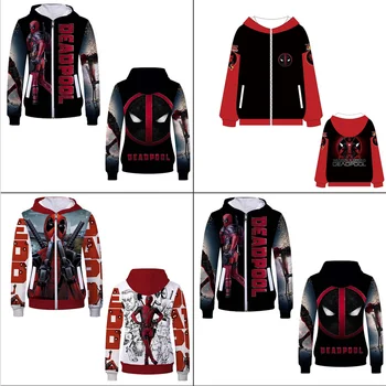 

Movie Comics Deadpool 3D Print Thick Warm Hoodie Zipper Leisure Sweatshirt Boys Jackets Coat Cosplay School Uniforms Costumes