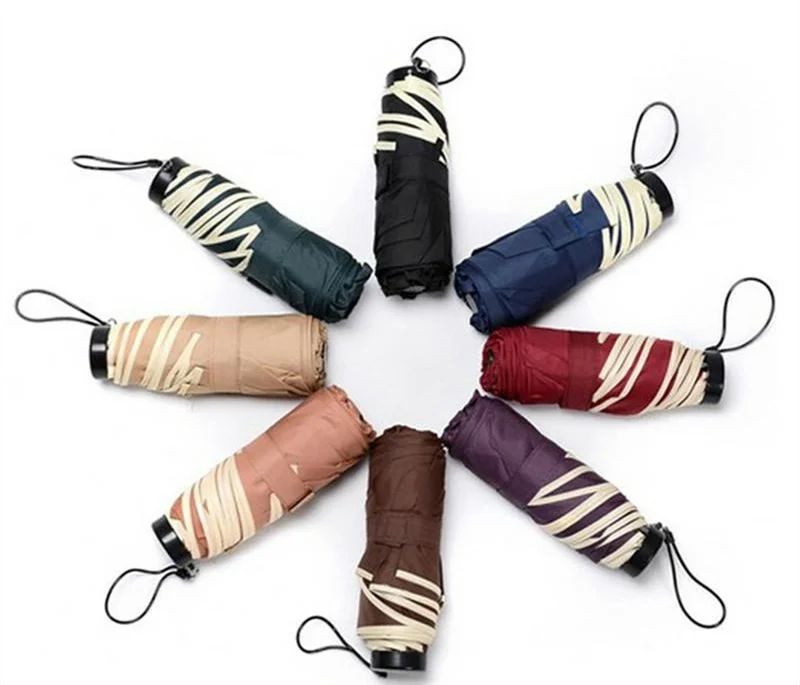 

Mini Pocket 5-folding Umbrella Sunny and Rainy Advertising Umbrella Printing Logo Light and Convenient Hot Selling WZP207