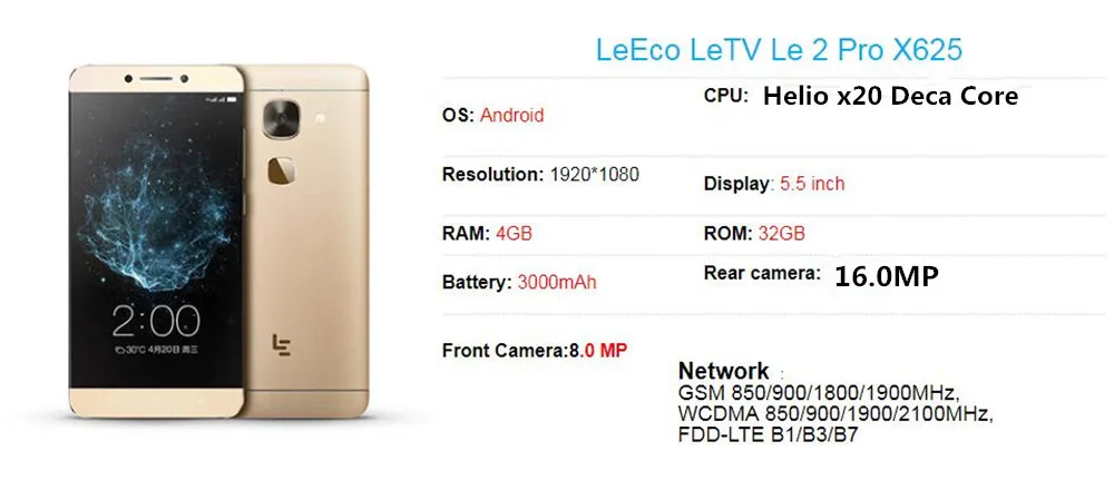 LeEco LeTV Le 2 Pro X625 смартфон 5,5 дюймов FHD экран 4 Гб ram 32 ГБ rom Helio X20 MTK6797 Deca Core 4G LTE Android мобильный телефон