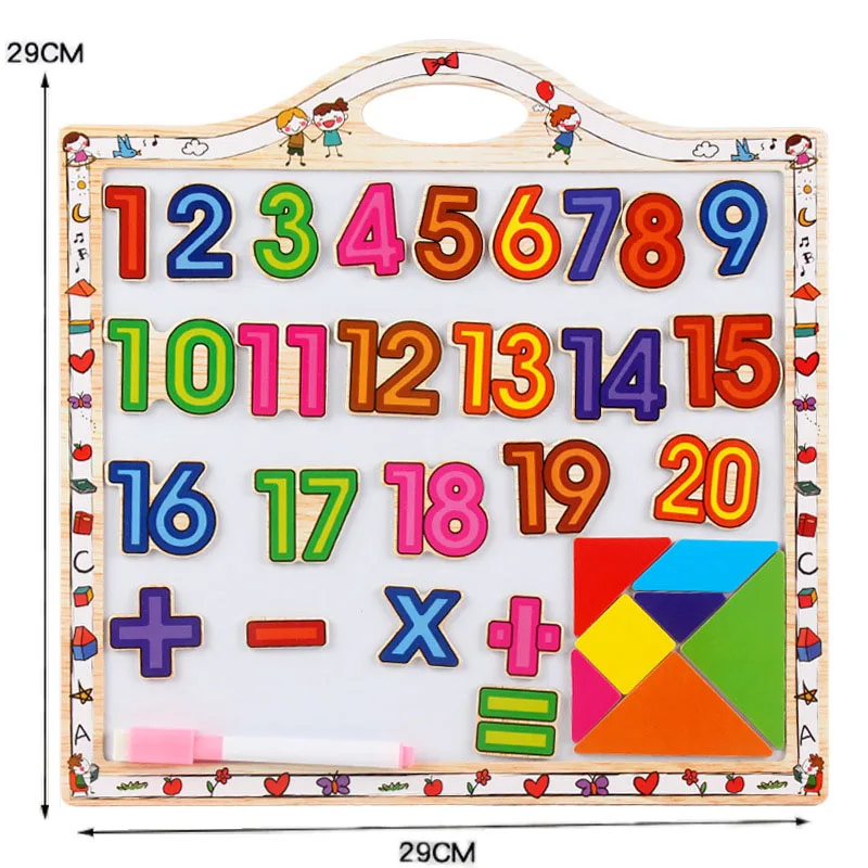 Цифровые буквы деревянные игрушки доска номер магнитная доска для рисования с игрушками для детей головоломка образовательная интерактивная игрушка подарок - Цвет: Digital