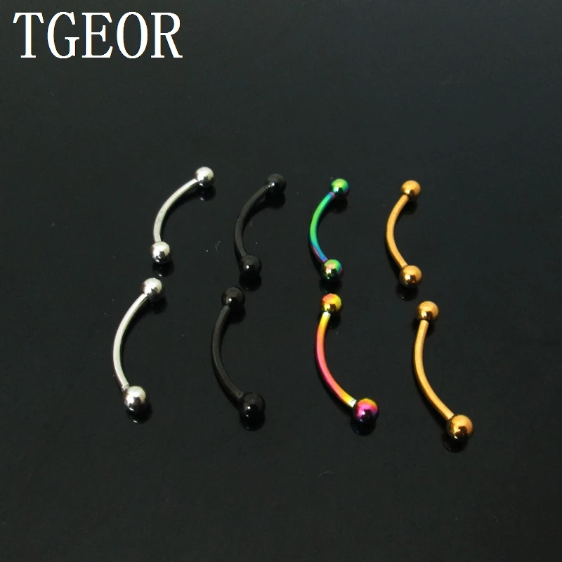 free shipping Retail 1 Pair 16G surgical Steel curved barbell piercing