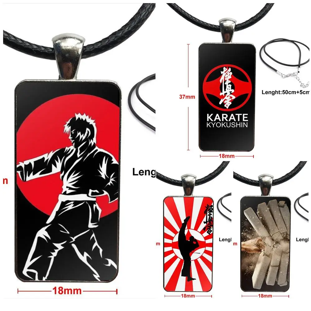 

Kyokushin Karate For Women Gift Glass Pendant Necklace Handmade Half Pendant Rectangle Necklace