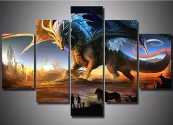 

5d diamond mosaic full diamond embroidery dragon 5 pcs animal 3d diy diamond painting cross stitch square drill beaded painting