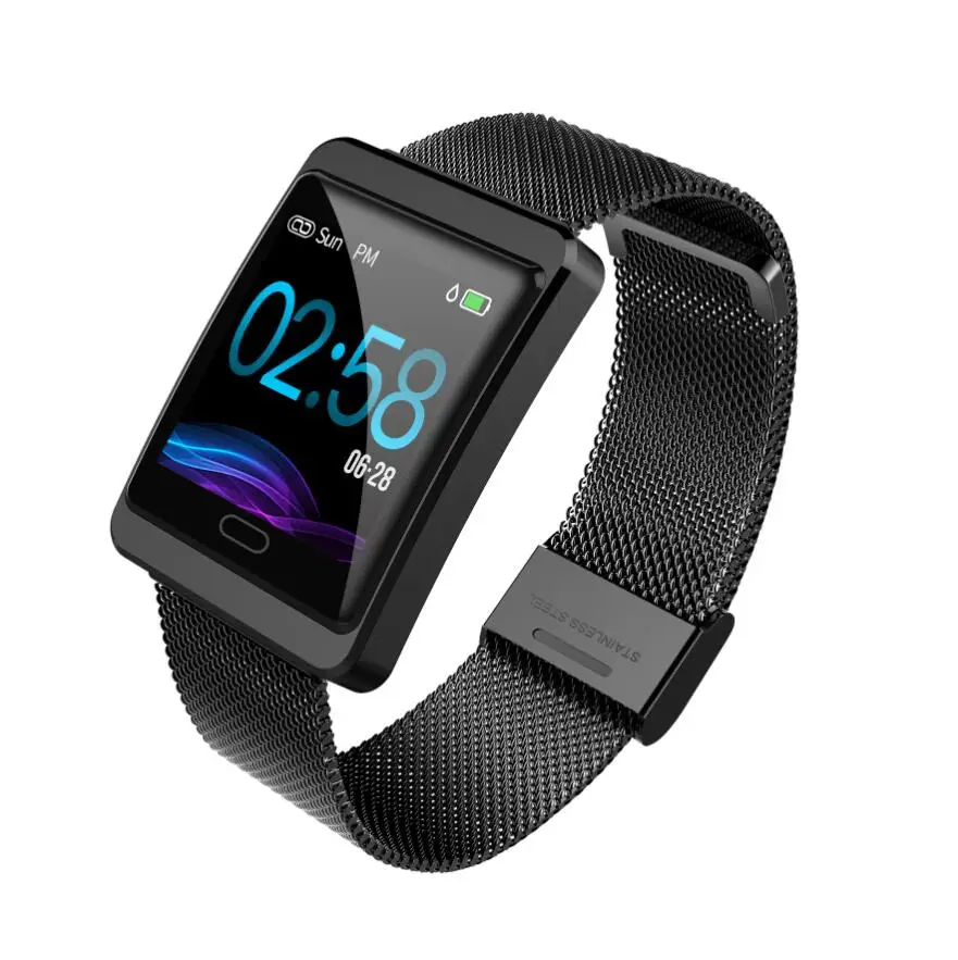 Hollvada IP68 Смарт-часы водонепроницаемые напоминания о сообщениях, умные часы для мужчин, монитор сердечного ритма, модный фитнес-трекер, браслет - Цвет: black steel