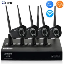 KKmoon 4CH Беспроводной NVR Kit P2P 4 шт 720 P HD Открытый IP Камера охранного видеонаблюдения CCTV Камера Ночное видение наблюдения Системы
