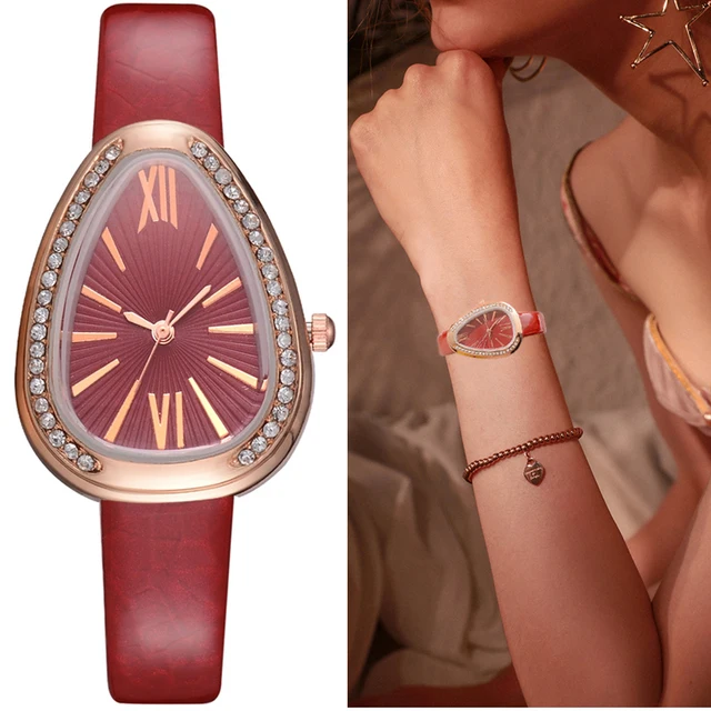 Imitation Snake Women Luxury Quartz Watch Triangle Ladies Casual Wristwatch Leat Imitation Snake Women Luxury Quartz Watch Triangle Ladies Casual Wristwatch Leat