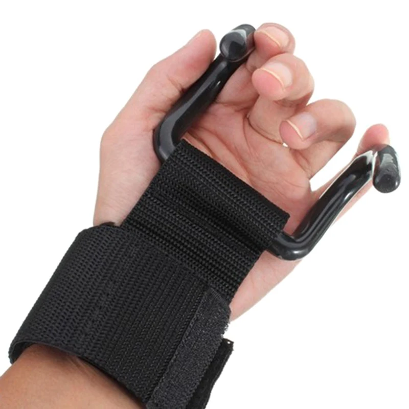 2018 New Adjustable Strong Steel Hook Grips Straps Weight Lifting