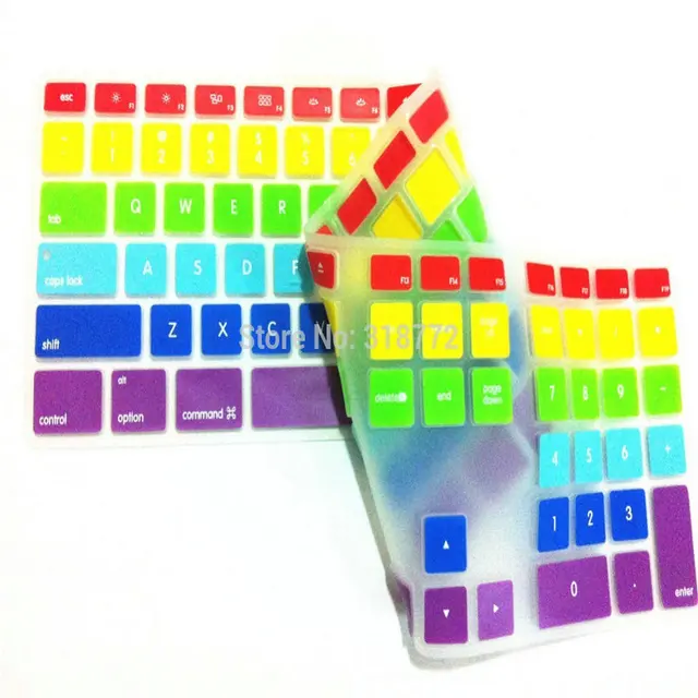 Silicone Keyboard Cover 2pcs Rainbow Computer Desktop Color Skin Protector with a Numeric Keypad for Apple iMac G5/G6 MB110LL/A