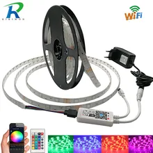 RiRi won RGB LED Strip Light SMD5050 2835 Waterproof led Lamp tape diode flexible ribbon WiFi controller DC 12V adapter set