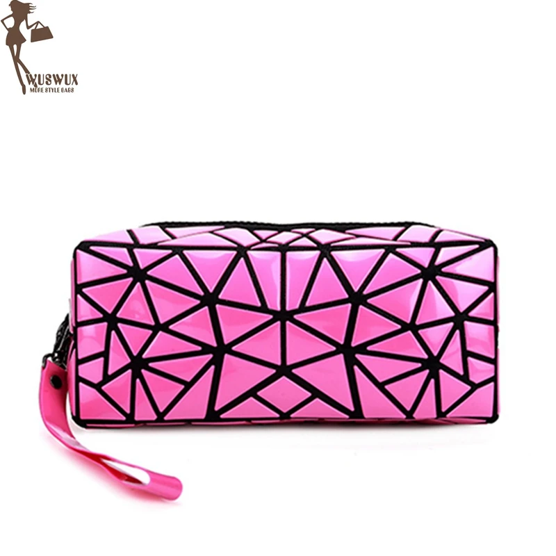 جديد أزياء النساء يشكلن حقيبة هندسية للطي عارضة حقيبة مستحضرات التجميل حالات النساء السفر المنظم ماكياج حقيبة أدوات الزينة عدة