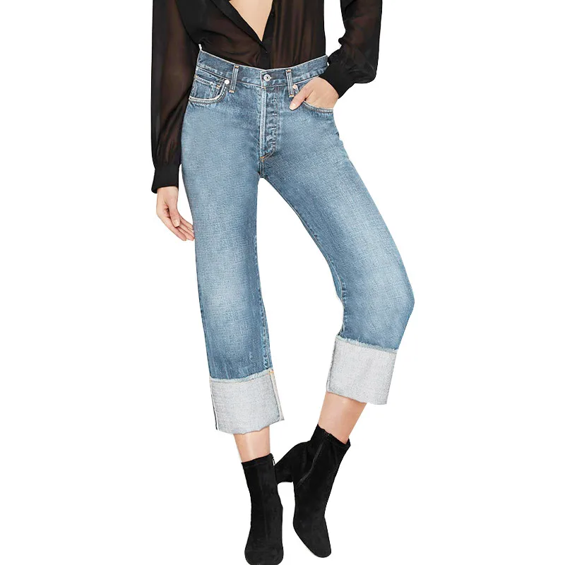 

Autumn new women's fashion vintage retro finishing high waist slim jeans female free shipping