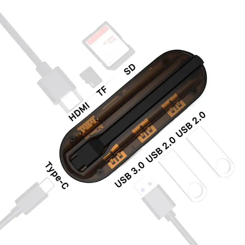 Универсальный 7 в 1 USB C адаптер с 4 K USB C к HDMI USB-C PD 3,0 HDMI Тип-CPDTF карты для MacBook nintendo