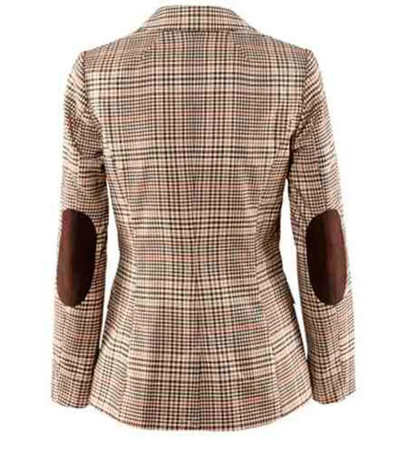 Британский стиль, приталенный Классический Маленький клетчатый пиджак, повседневный лоскутный женский костюм, пиджак для формальных леди, однобортная верхняя одежда