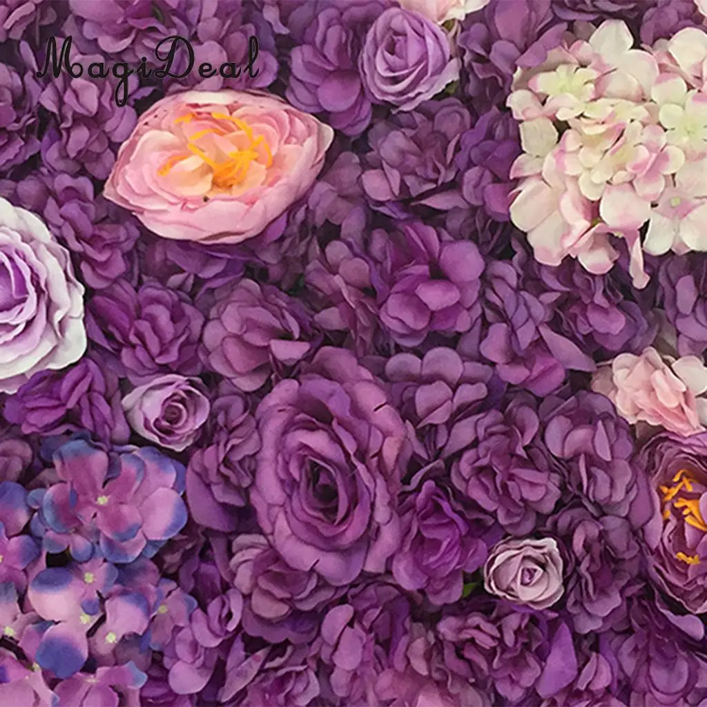 Romantic Artificial Flower Wall Panels Wedding Venue Roses Hydrangea Floral Decor Type A 5 Colors Choice	