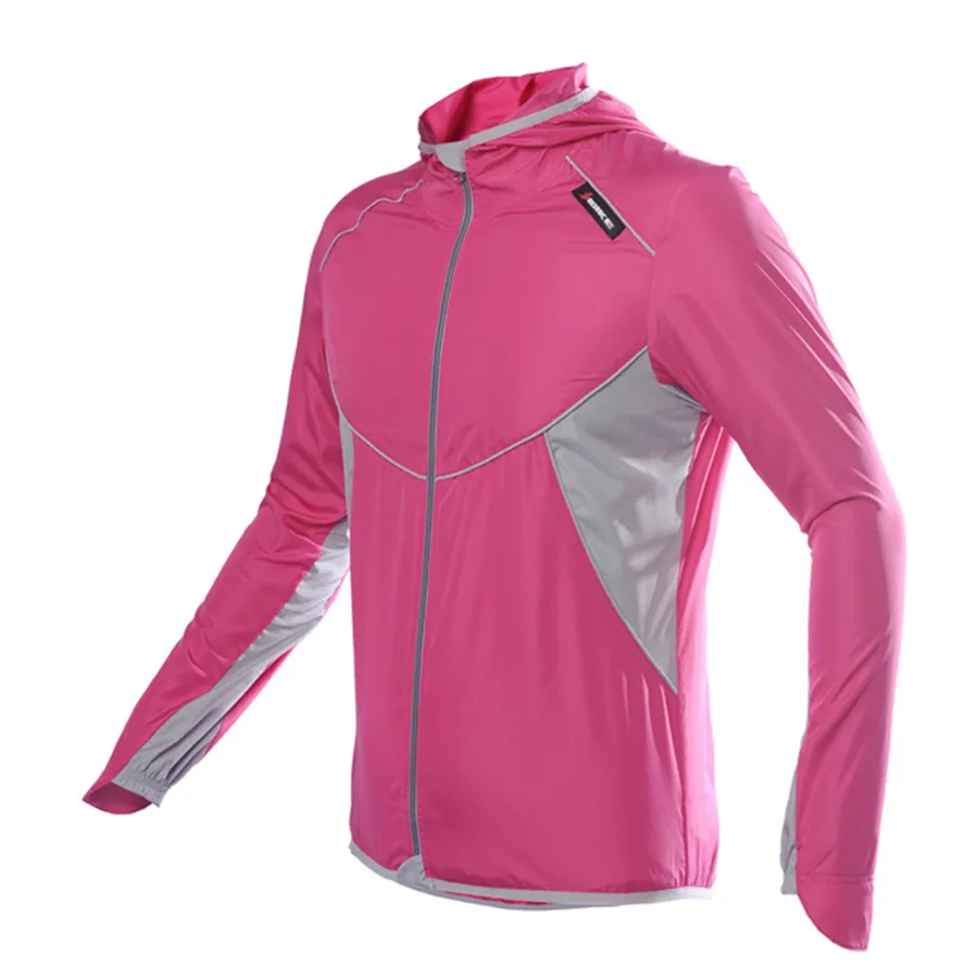 KINGBIKE с длинным рукавом анти-УФ с капюшоном для отдыха на открытом воздухе спортивная ветровка Женская куртка для велоспорта куртка для бега походная куртка унисекс - Цвет: Rose Red
