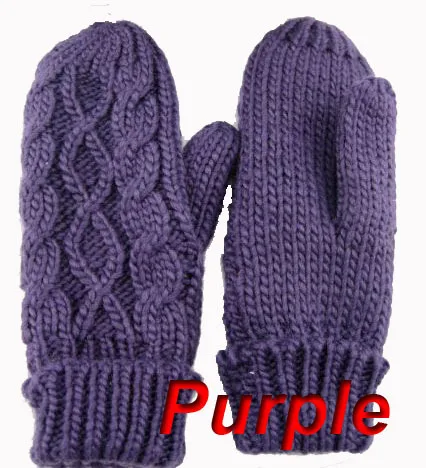 Модные женские туфли; зимние вязаные одежды Варежки перчатки, Доступно множество цветов - Цвет: purple