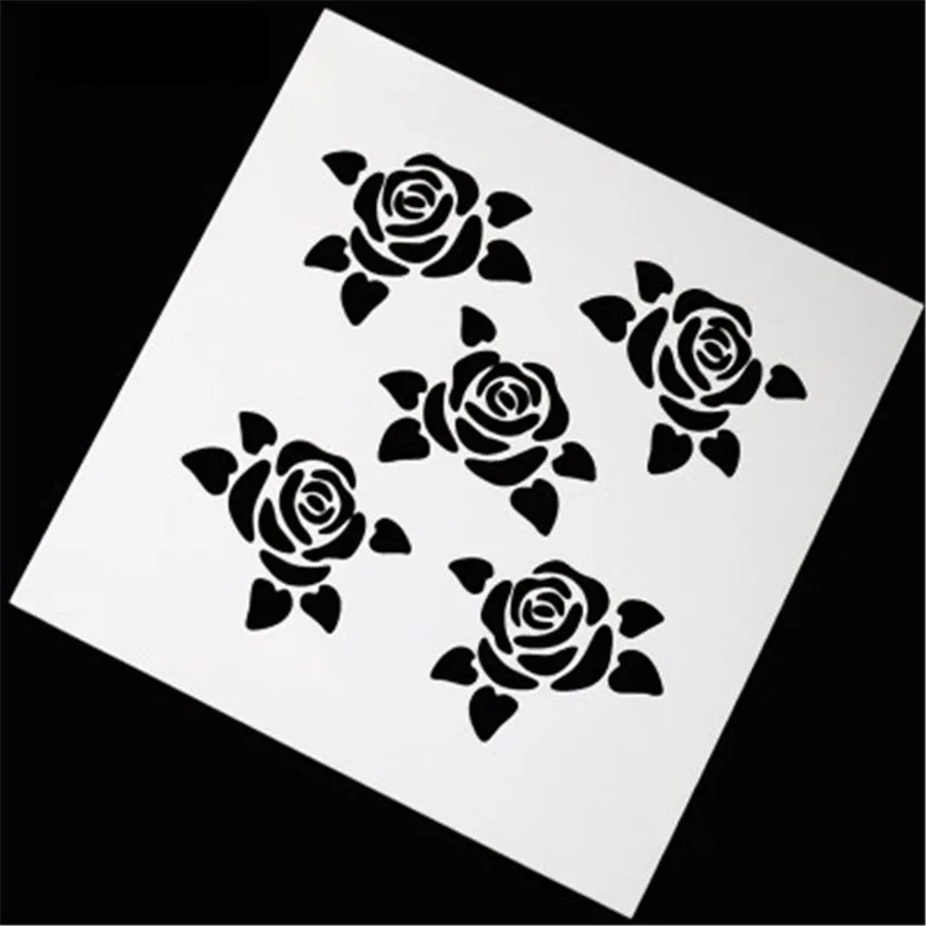 

Five roses mold shield DIY cake scrapbook stencils hollow Embellishments printing lace ruler Valentine's Day