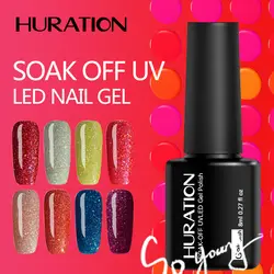 Huration 8 мл Neon голографический гель лак для ногтей мерцающий блеск Soak-Off UV светодиодный LED Rainbow 19 цвет долговечный Гель-лак