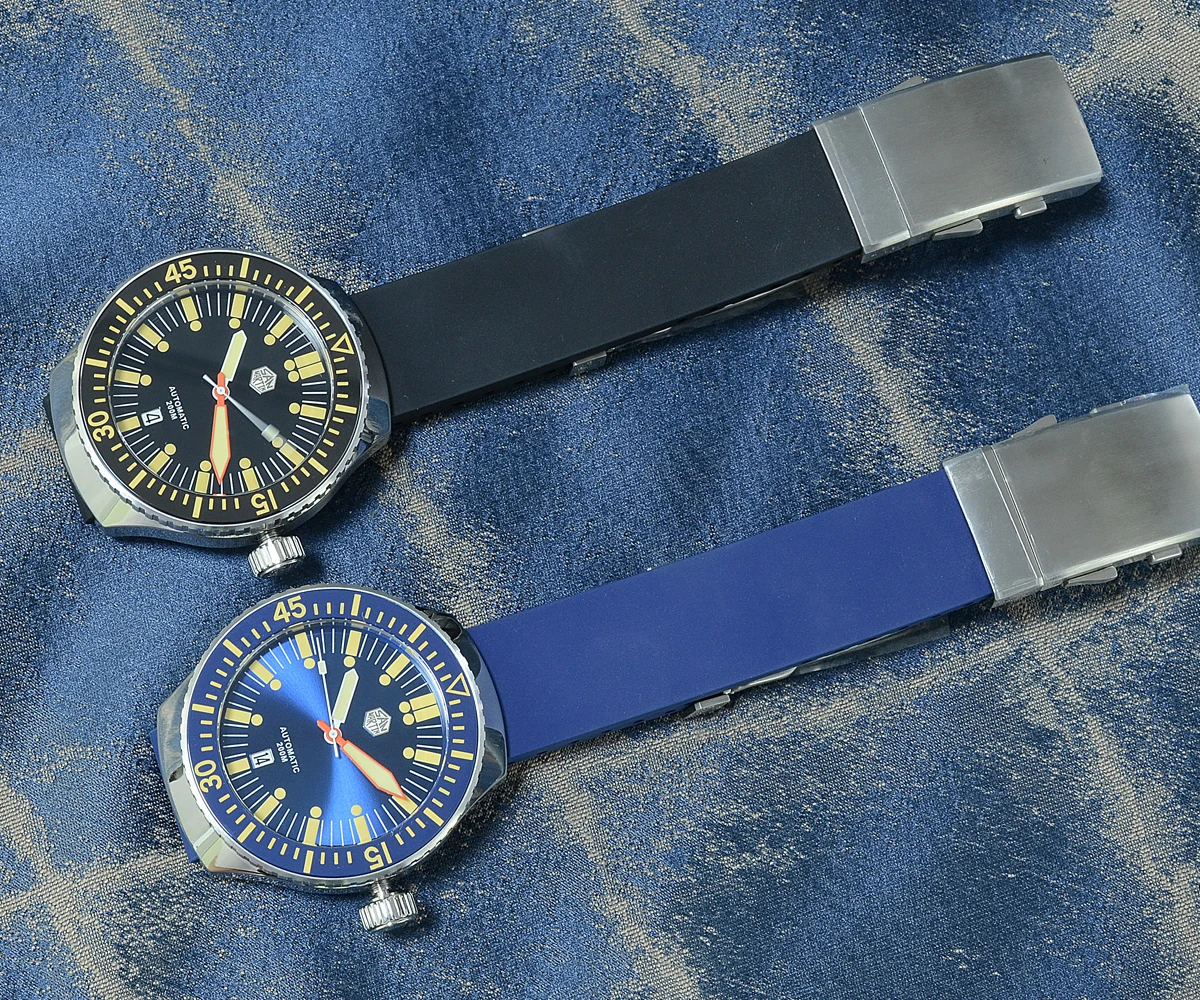 Lugyou San Martin винтажные автоматические механические мужские часы для дайвинга 20 ATM вращающийся ободок Sunray синий резиновый ремешок сапфир SLN C3