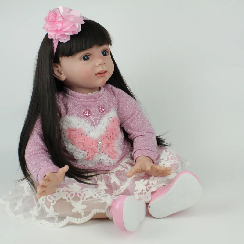 

Reborn Doll Baby 24 inch 60cm Pink Princess Dress Flower Girl Christmas Gift Birthday Toys Soft Silicone Dolls