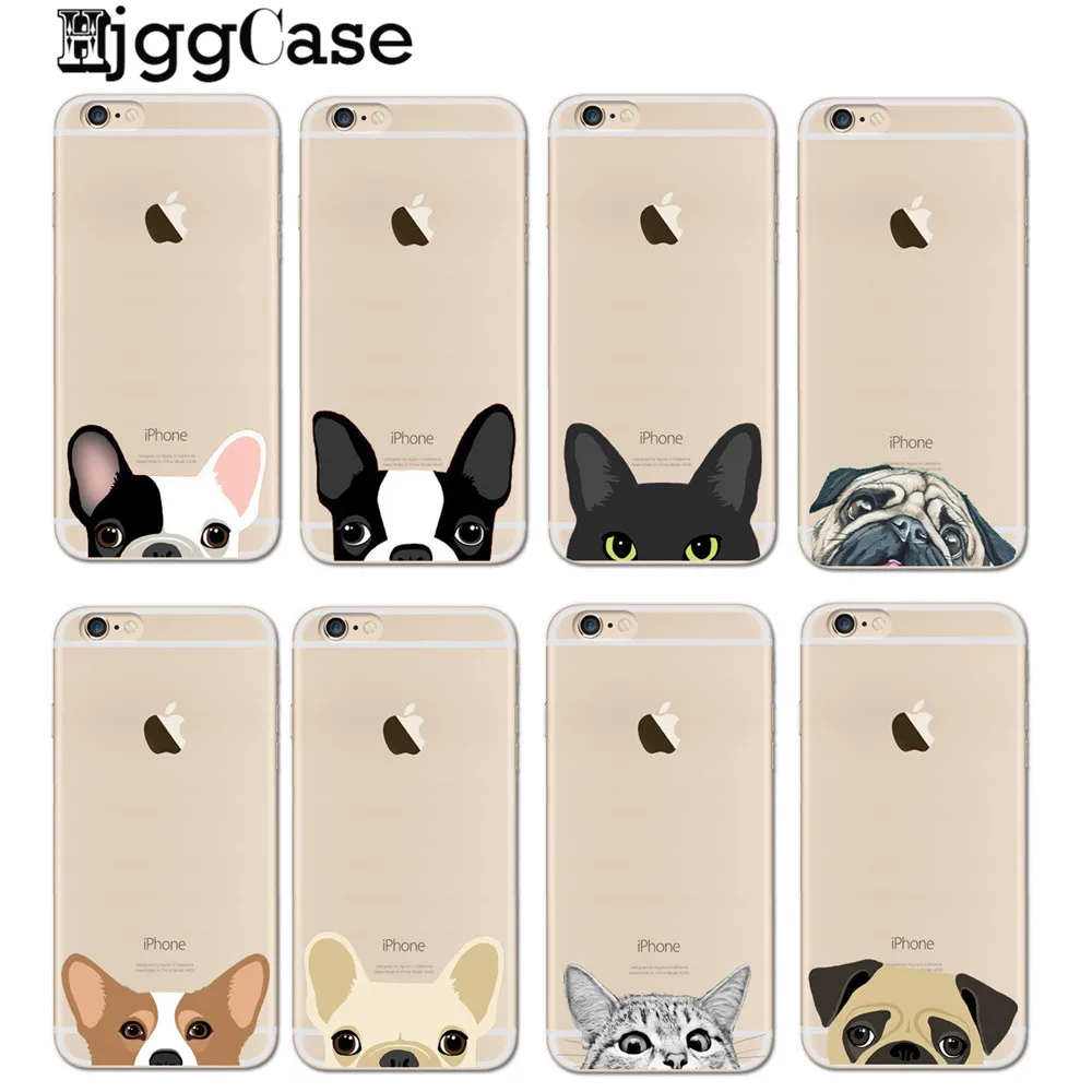 Cartoon Animal Bull Terrier French Bulldog Soft silicon TPU Phone Case For iPhone 5 5S SE 6 6S 6Plus 7 7Plus 8 8Plus X Cover Cat